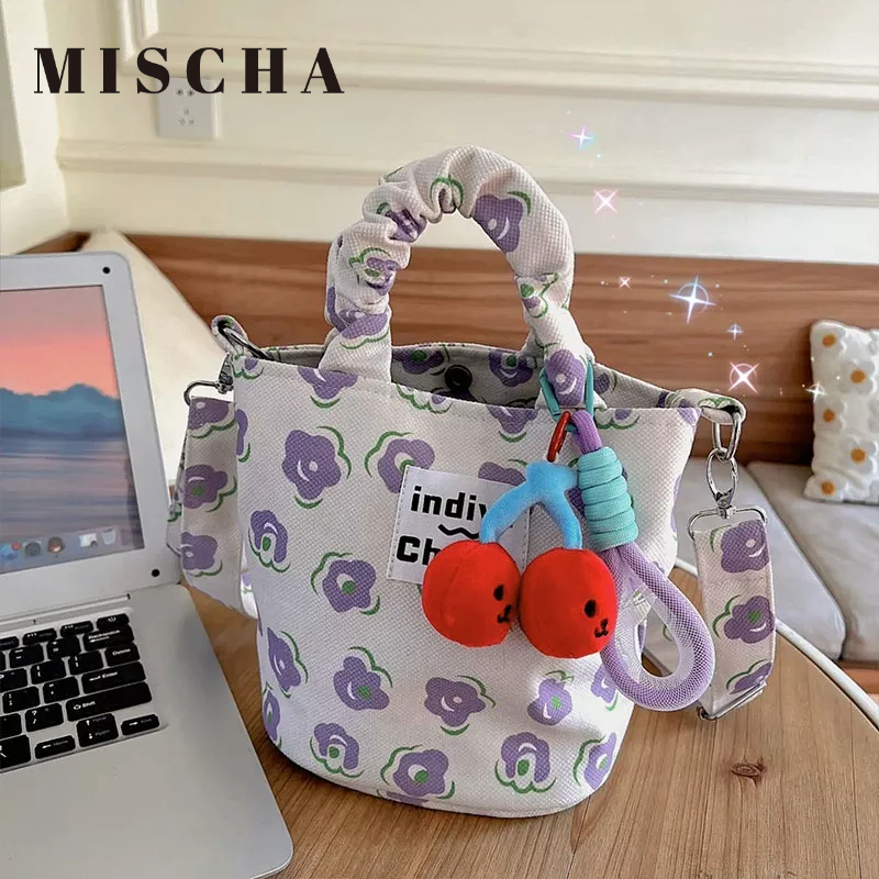 MISCHA Túi Đeo Chéo Nhỏ Nhật Bản Hoa Tươi Mới Để Làm Việc Đựng Đồ Ăn Trưa Cầm Tay Cho Mẹ (Không Kèm Mặt Dây Chuyền)