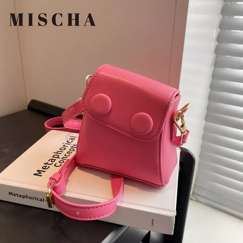 MISCHA Túi Đeo Chéo Mini Màu Trơn Đơn Giản Thời Trang Cho Nữ