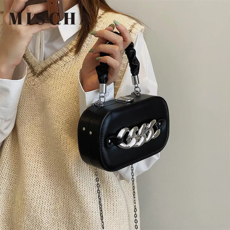 MISCHA Túi Xách Đeo Vai Hình Vuông Cỡ Lớn Phối Dây Đeo Sợi Xích Thời Trang Cho Nữ