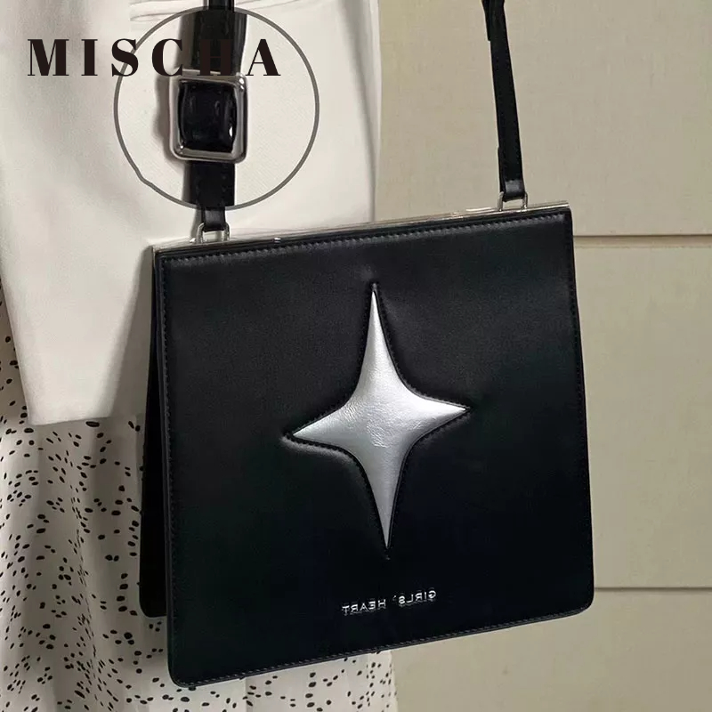 MISCHA Túi Đeo Vai Màu Đen Hình Khối Lập Phương Đường Thiết Kế Ngôi Sao Thời Trang Chất Lượng Cao Cho Nữ