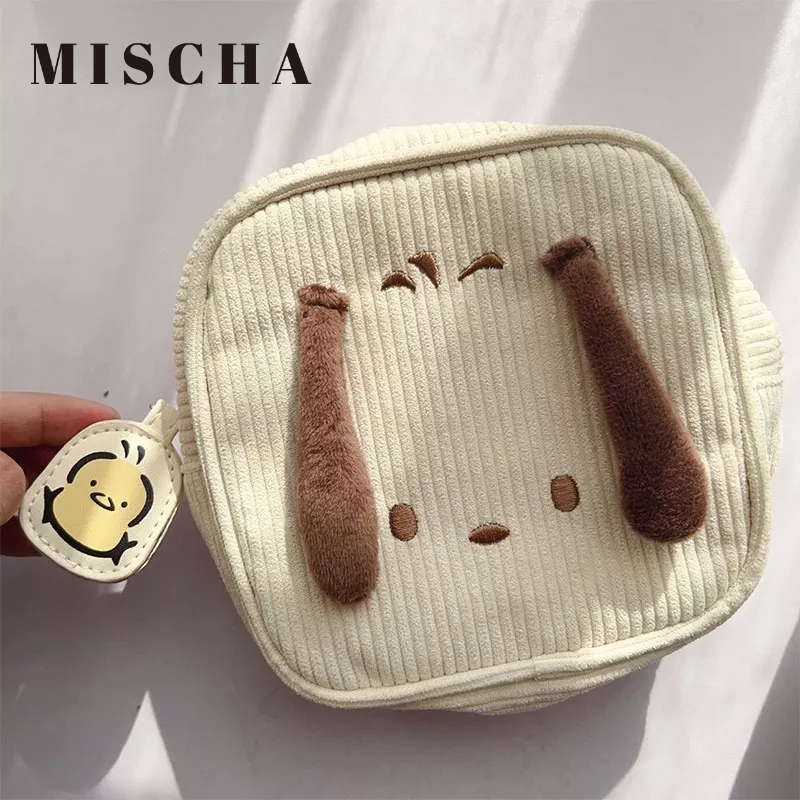 MISCHA Túi Đựng Mỹ Phẩm Cầm Tay Hình Vuông Cỡ Nhỏ In Hoạt Hình Chú Chó Pacha Kiểu Nhật Bản Dễ Thương Cho Nữ