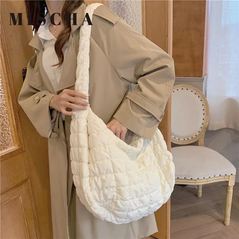 MISCHA Túi Đeo Vai Cỡ Lớn Xếp Ly Thiết Kế Đơn Giản Cho Nữ