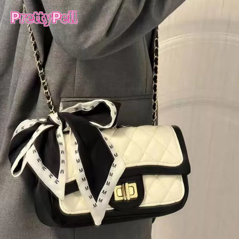 PrettyPell Túi Đeo Chéo Da PU Hình Vuông Nhỏ Thêu Họa Tiết Hình Thoi Thời Trang Cho Nữ