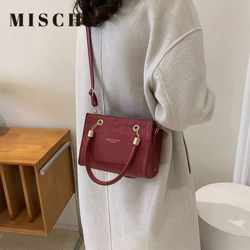 MISCHA Túi Đeo Chéo Vai Hình Vuông Nhỏ Màu Trơn Đơn Giản Thời Trang Hàn Quốc Cho Nữ