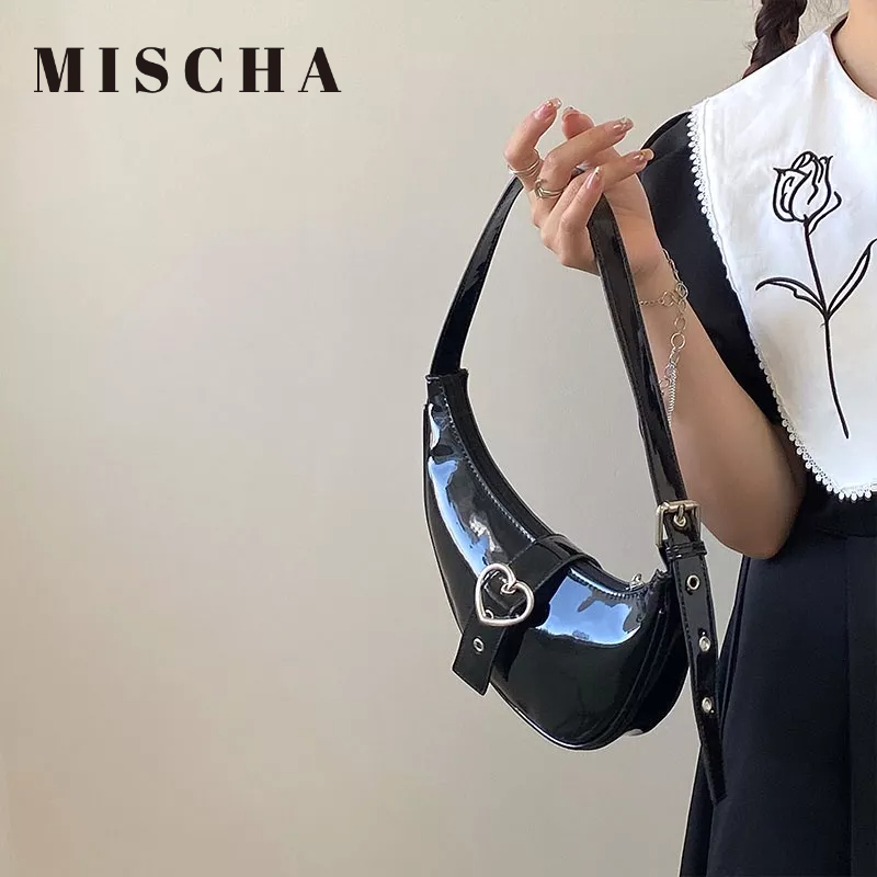 MISCHA Túi Đeo Vai Bằng Da Cao Cấp Màu Trơn Có Khóa Kéo Thời Trang Cho Nữ