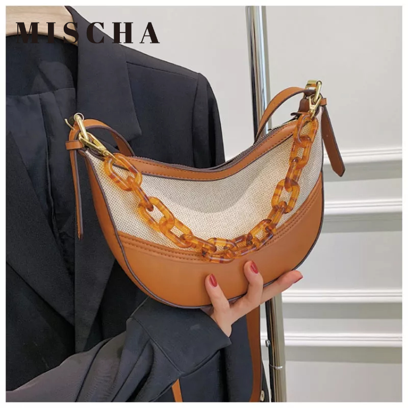 MISCHA Túi Đeo Chéo Dây Xích acrylic Màu Tương Phản Thời Trang Hàn Quốc Cho Nữ