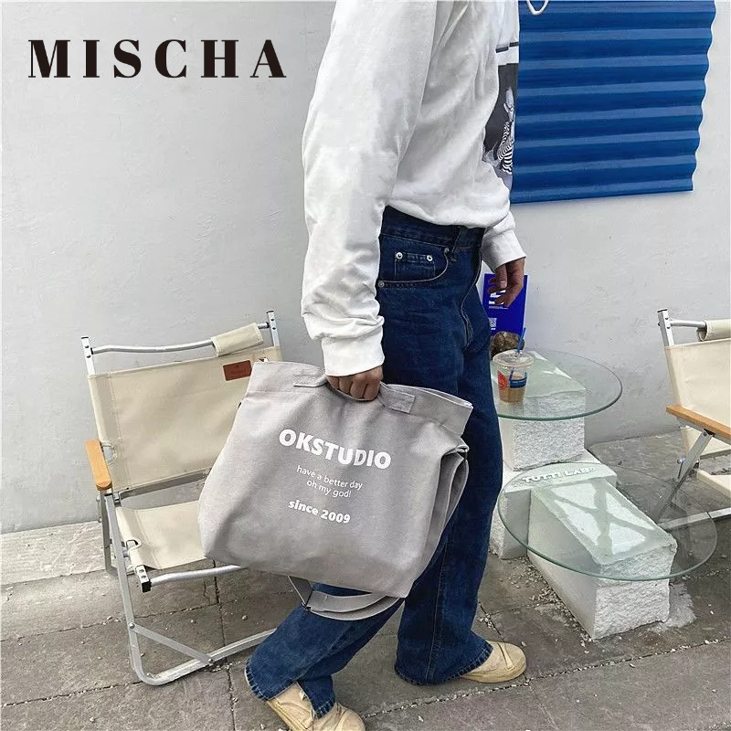 MISCHA Túi vải Cỡ Lớn Thiết Kế Đơn Giản Thời Trang Cho Nam Nữ