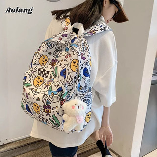 Balo đi học AOLANG sức chứa lớn in họa tiết graffiti dễ thương phong cách harajuku Nhật Bản cho nữ