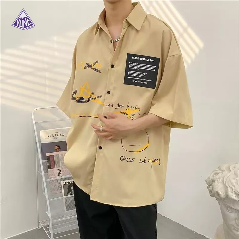 Áo Sơ Mi Tay Ngắn Dáng Rộng In Họa Tiết Thời Trang Mùa Hè Dễ Phối Đồ Cho Nam