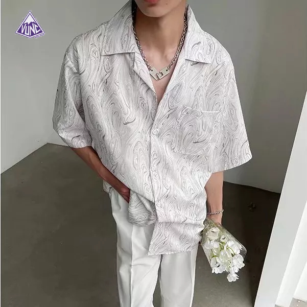 Áo Sơ Mi Tay Ngắn Nhuộm Màu Phong Cách Hồng Kông Thời Trang Mùa Hè Cá Tính