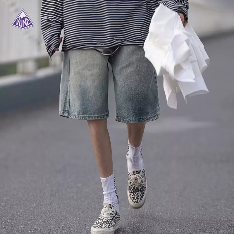 Quần short VUNC denim ống rộng thời trang đơn giản cá tính chất lượng cao dành cho nam