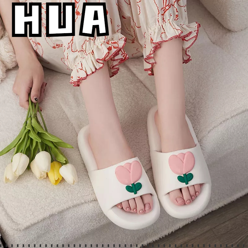HUA Dép Sandal Đi Trong Nhà Chống Mùi In Hình Hoa tulip Dễ Thương Cho Nữ