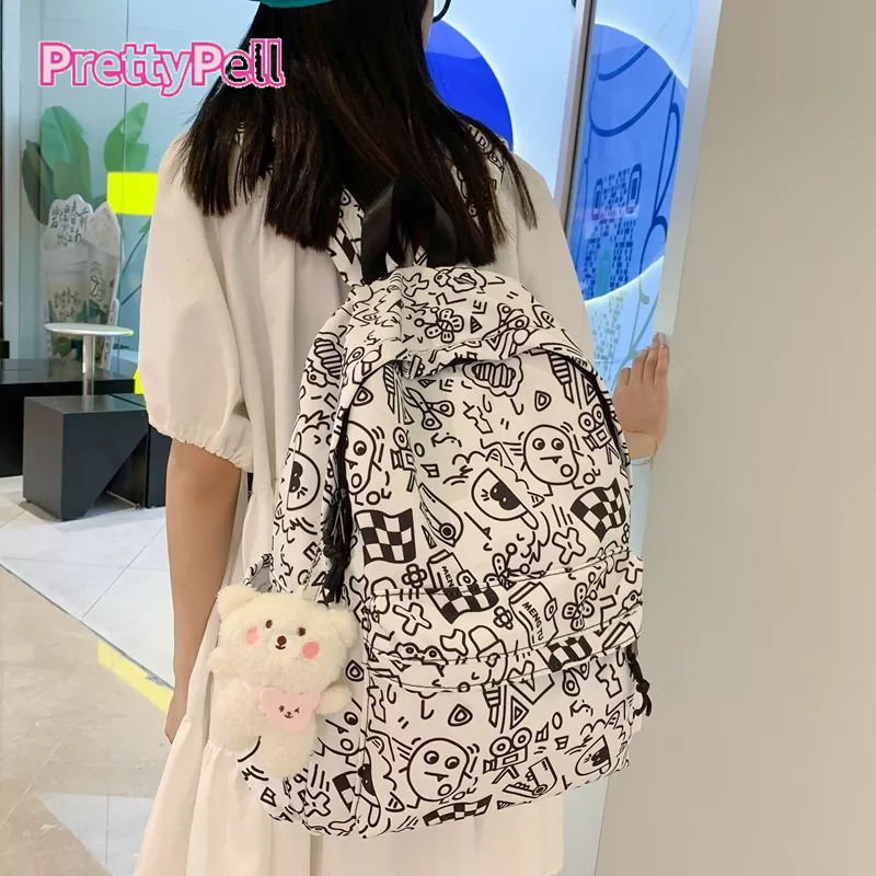 CHIC JOY Ba Lô Học Sinh Sức Chứa Lớn In Hình graffiti Dễ Thương