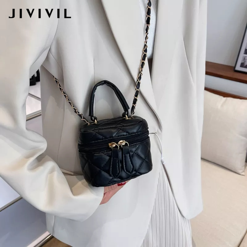 Túi xách JIVIVIL mini đeo chéo một bên vai họa tiết đơn giản thời trang cho nữ