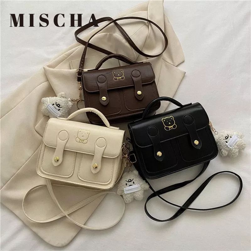 MISCHA Túi Đeo Vai Hình Vuông Cỡ Nhỏ Màu Trơn Phong Cách Cổ Điển Thời Trang Cho Nữ