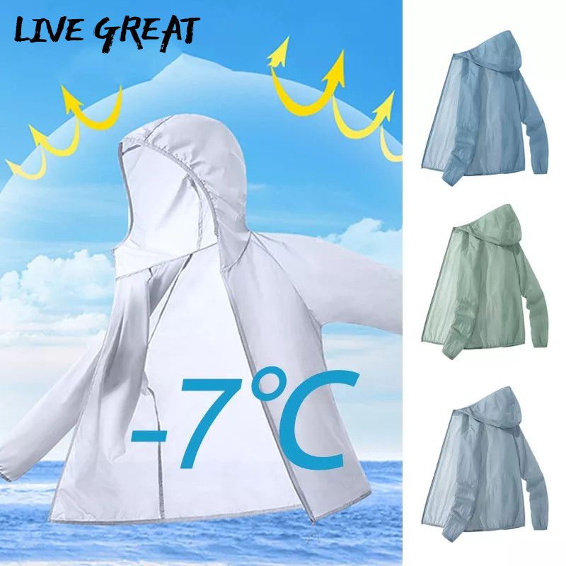 Live GREAT Áo Khoác Chống Nắng Bằng Lụa Lạnh Mỏng Nhẹ Thoáng Khí Đơn Giản Đa Năng Bảo Vệ Cho Nam