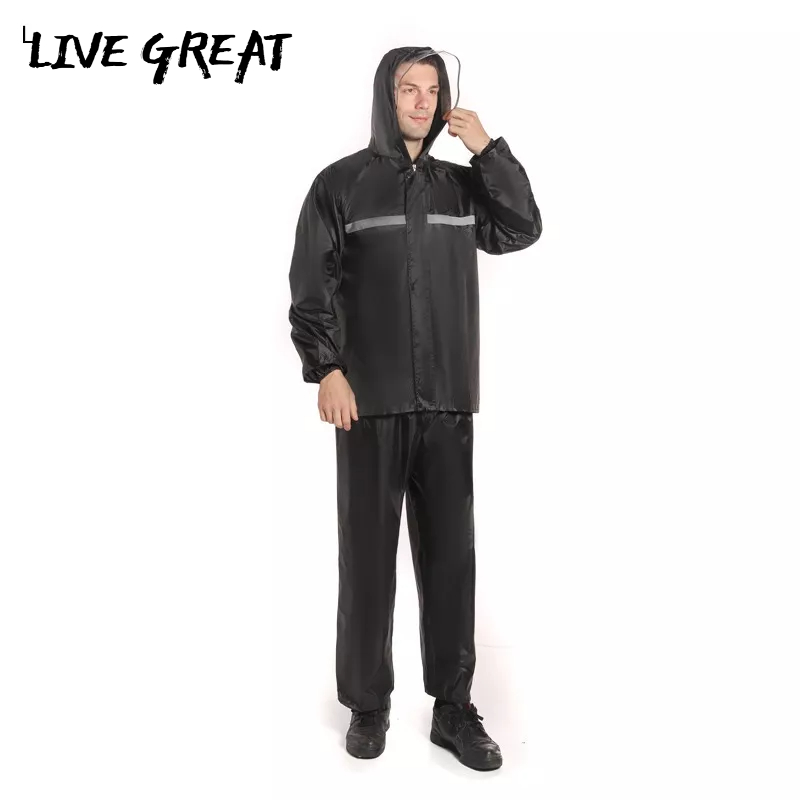 Bộ quần áo mưa LIVE GREAT bảo vệ toàn thân màu phản quang cho người lớn