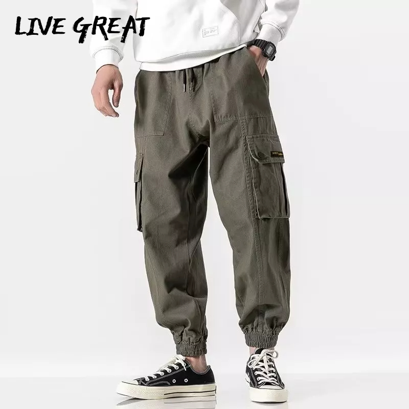 Quần LIVE GREAT dáng rộng phong cách Nhật Bản cổ điển thời trang thường ngày dễ phối đồ cho nam
