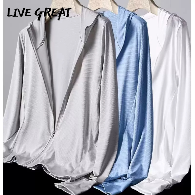 Áo khoác LIVE GREAT vải lụa mát mẻ chống nắng thời trang cho nam
