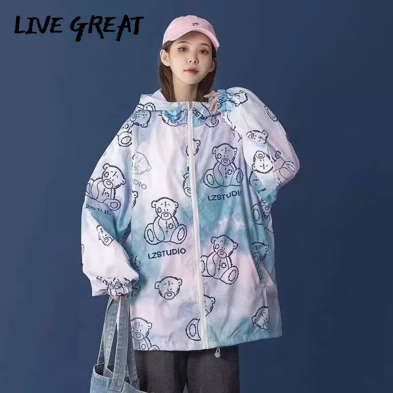 Live GREAT Mũ Chống Nắng Bằng Vải Lụa Lạnh Họa Tiết Hoạt Hình Nhiệt Đới Hợp Thời Trang Cho Cặp Đôi Nam Và Nữ