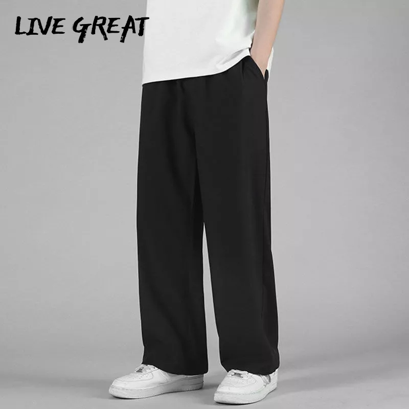 Quần ống rộng LIVE GREAT vải lụa mát thời trang mùa hè cho nam