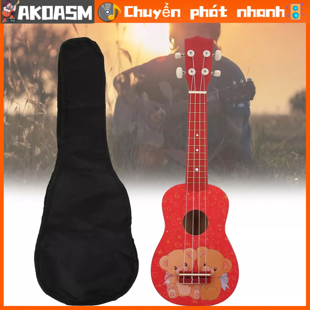AKOASM Đàn Ukulele 21in kèm túi đựng guitar 4 dây dành cho người mới bắt đầu Trẻ em Người lớn Học sinh