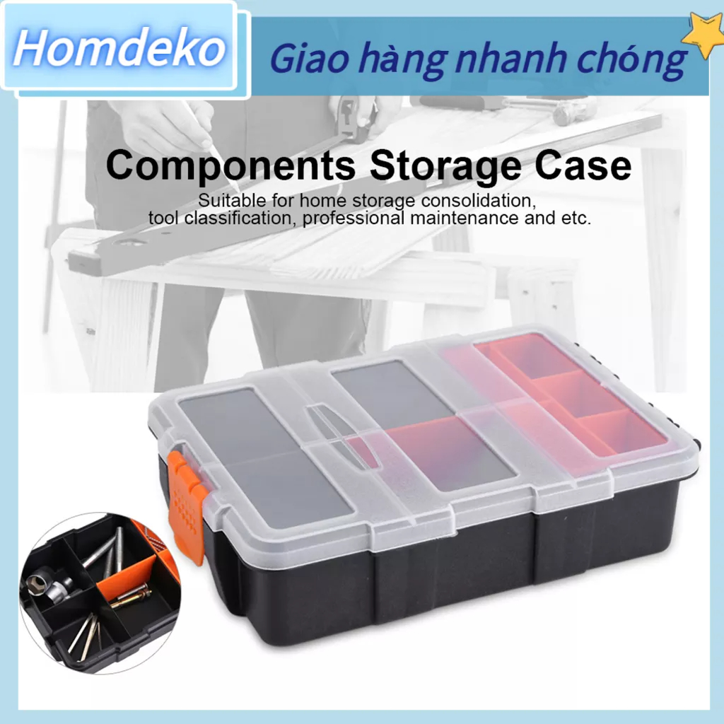 Hộp Nhựa Rỗng Trong Suốt Đựng, Hộp đựng linh kiện hạng nặng bằng nhựa hai lớp tổ chức Bộ phận nhỏ công cụ Homdeko A.