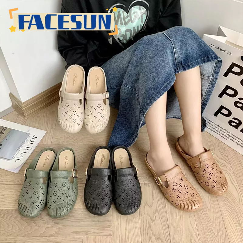 Dép Bít Mũi Đế Phẳng Thời Trang Thường Ngày Cho Nữ FACESUN