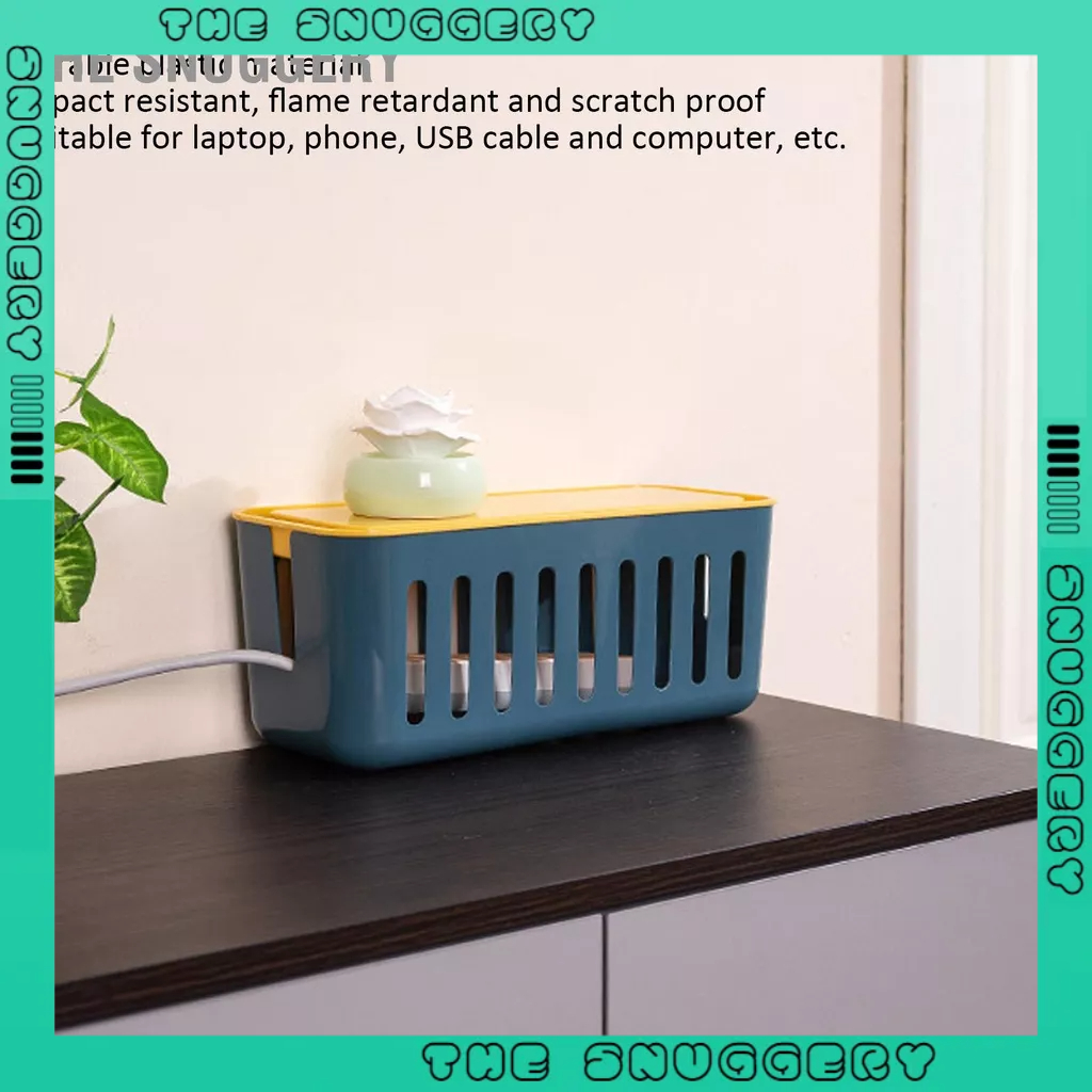 The Snuggery Hộp Tổ Chức Cáp Dung Lượng Lớn Nhựa Bền Chống Cháy Quản Lý Dây An Toàn Cao Cho Máy Tính TV Thiết Bị