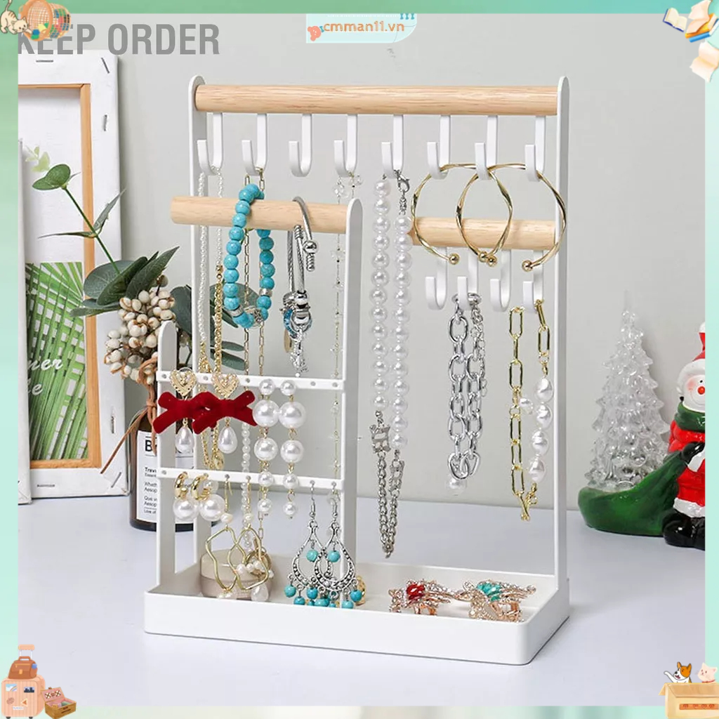 Keep order Trang Sức Người Tổ Chức Đứng Sắt Và Gỗ Composite 12 Móc Dây Chuyền Treo Lưu Trữ Cây Màn Hình Cho Bông Tai cmman11.vn