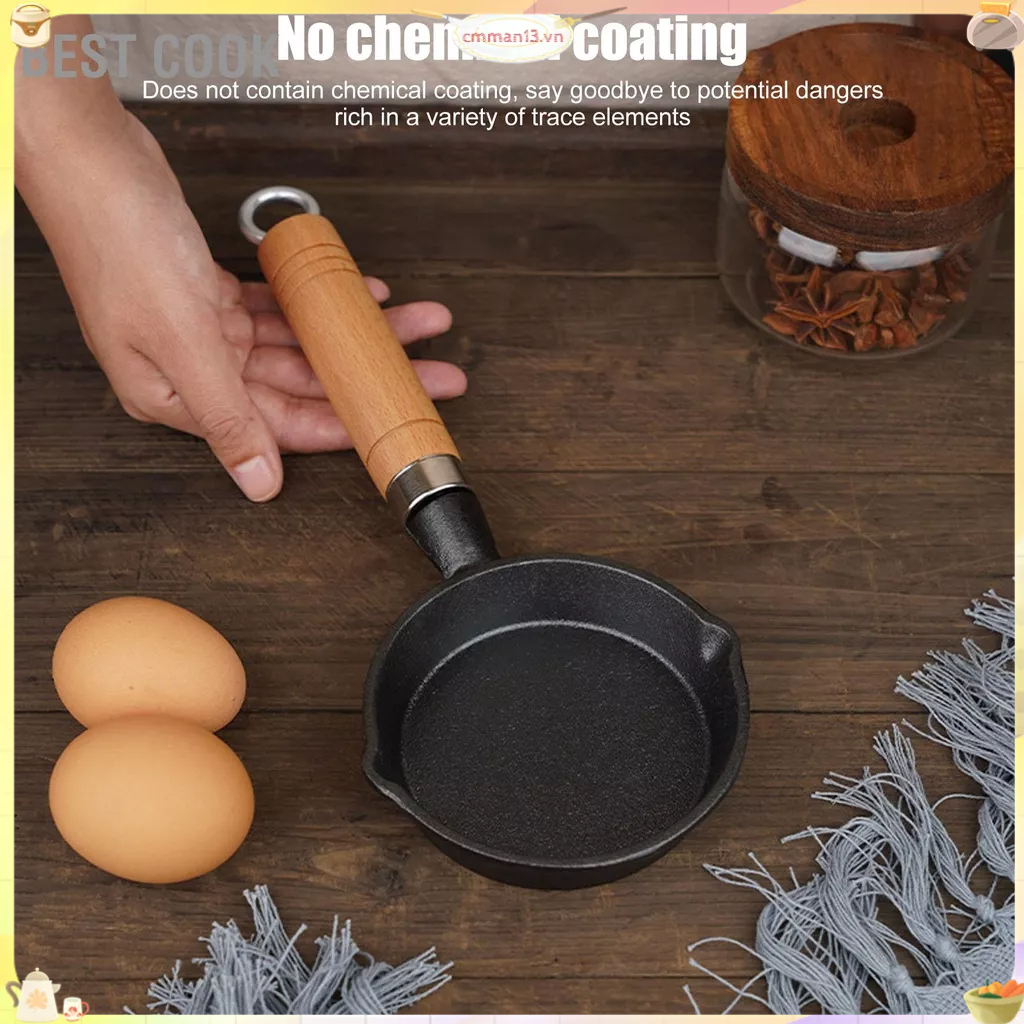 Best cook Omelette Chảo Tròn Kim Loại Chắc Chắn Tay Cầm Bằng Gỗ An Toàn Được Sử Dụng Rộng Rãi Hâm Bơ Cho Nhà Bếp Nấu Ăn cmman13.vn