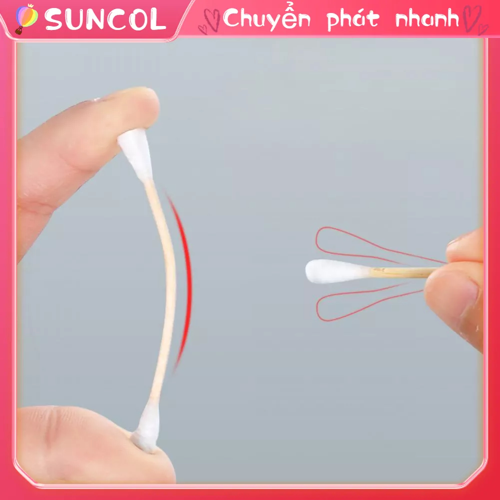 SUNCOL 500 Cái Bông Tăm Mỹ Phẩm Vệ Sinh Dùng Một Lần Đôi Kết Thúc Cho Gia Đình