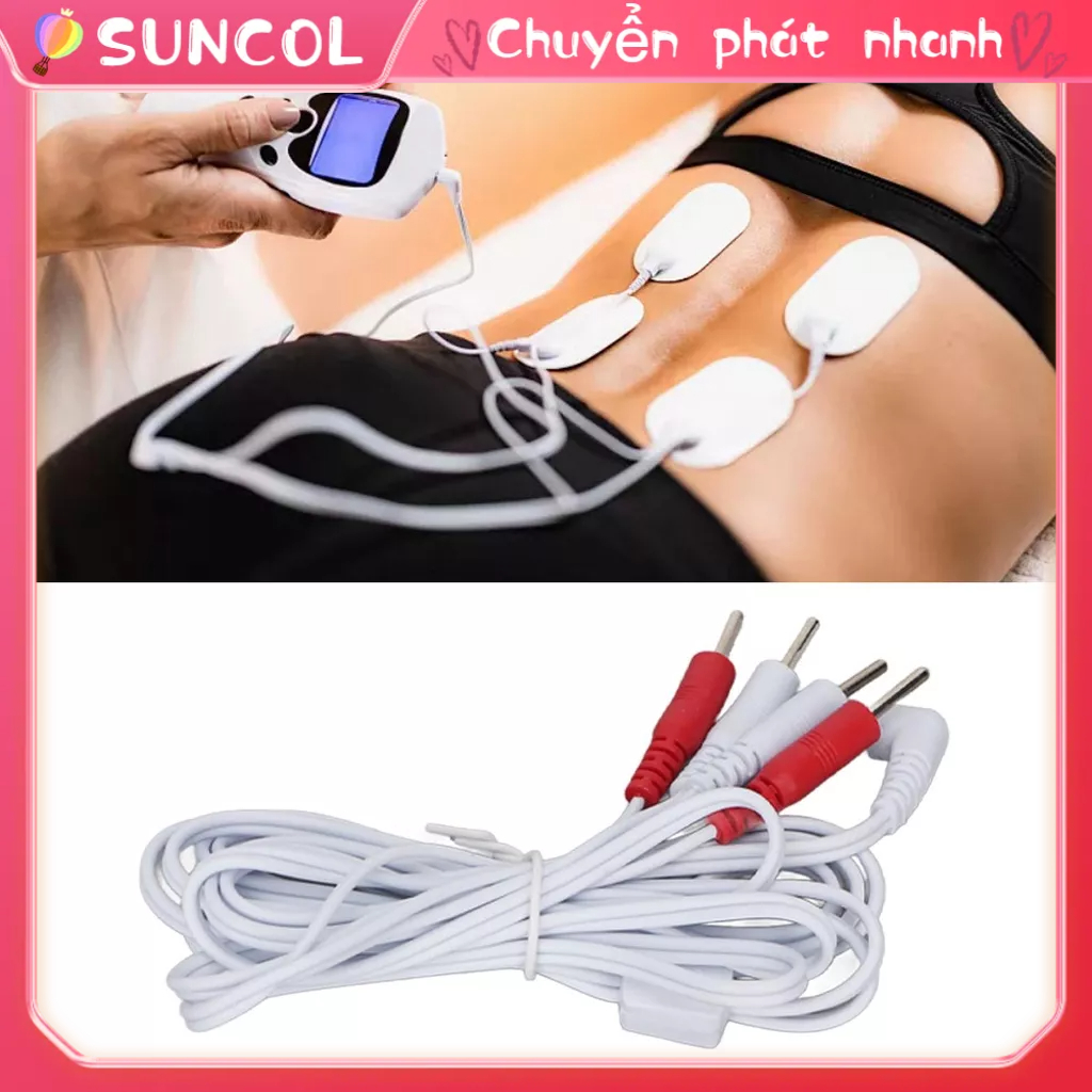 SUNCOL 5 chiếc Điện Cực Dây 1 đến 4 Pin Dài 4.9ft Thúc Đẩy Lưu Thông Máu Đa Năng Cắm 2.5mm CHỤC Đơn Vị Trắng