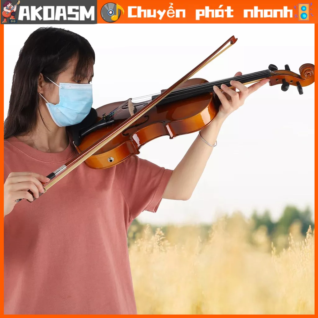 Violin Solid Wood Acoustic Music Instrument Electroacoustic EQ 4/4 dành cho người mới bắt đầu AVE03 AKOASM