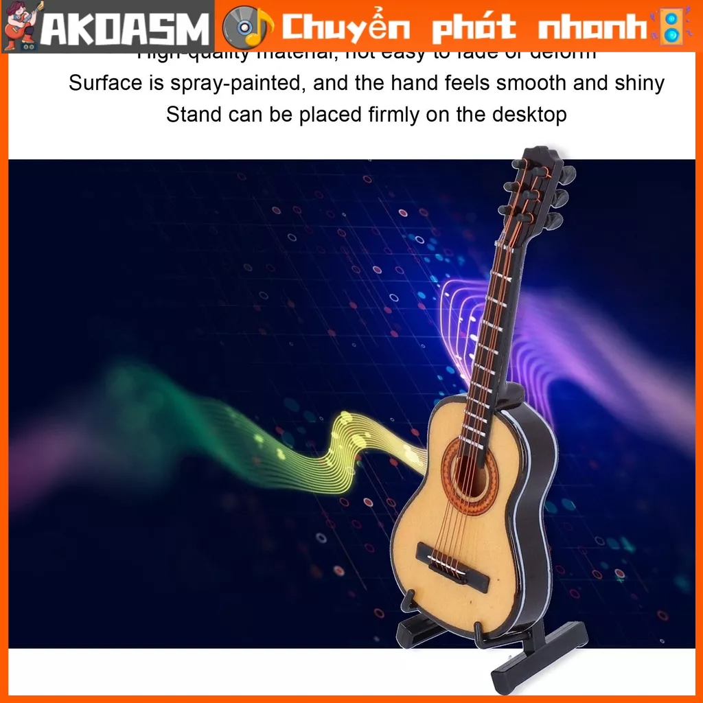 AKOASM Mô Hình Đàn Guitar Bằng Gỗ Để Bàn Mini Nhạc Cụ Trang Trí Có Chân Đế Và Hộp Bảo Quản