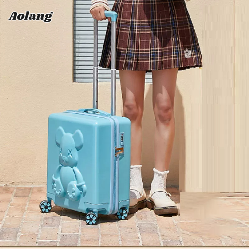 Aolang Vali Khung Nhôm Màu Trơn Hình Gấu Violent Dễ Thương Cho Bé