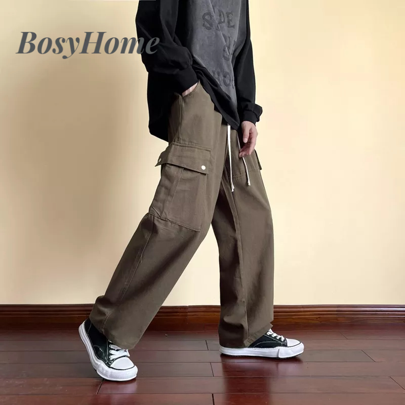 Quần Dài BosyHome Dáng Rộng Dây Rút Phong Cách Retro Nhật Bản Thời Trang Thường Ngày Cho Nam