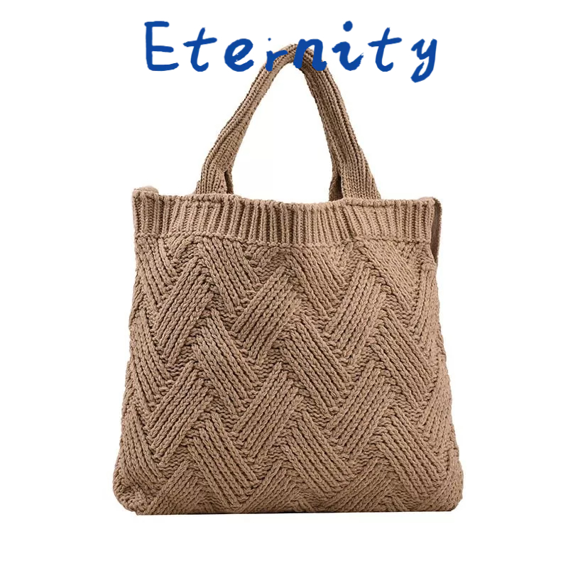 1 Túi Đeo Vai Đan Bằng Vải Màu Trơn Di Động Phong Cách retro Đơn Giản Cho Nữ