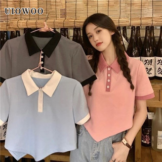Áo thun polo UIOWOO tay ngắn thời trang mùa hè dành cho nữ