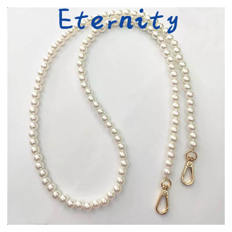 Dây Đeo Túi Xách Đính Ngọc Trai 10mm Bằng ABS Màu Bạc Thời Trang