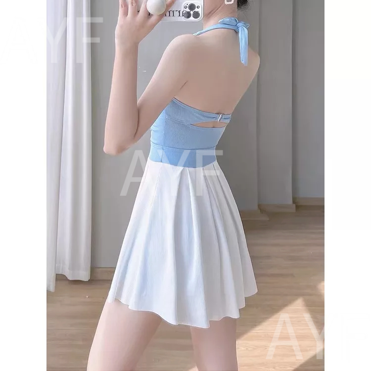 Bộ Đồ Bơi Sát Nách Rút Dây Màu Xanh Sữa Phong Cách Hàn Quốc Mới Cho