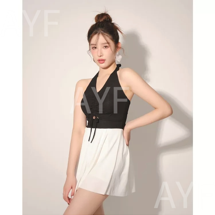 Bộ Đồ Bơi Sát Nách Rút Dây Màu Xanh Sữa Phong Cách Hàn Quốc Mới Cho