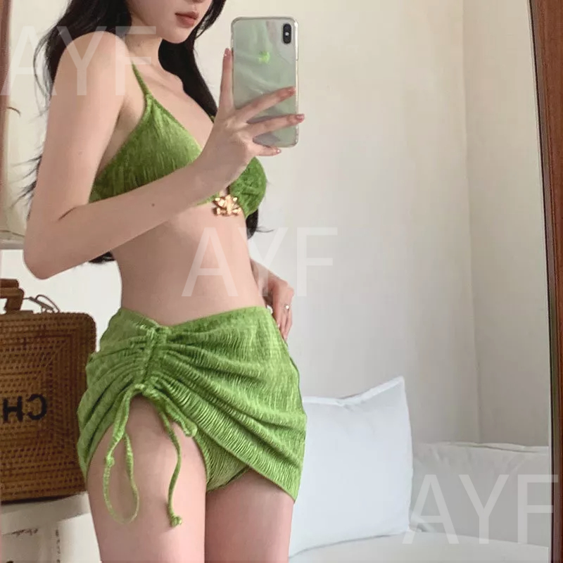 Bộ đồ bơi mới Sexy Velvet Vải co giãn đầy đủ ba mảnh