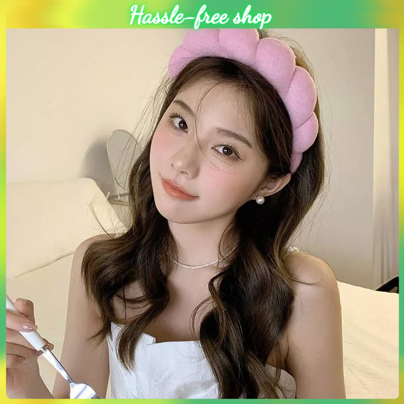Băng Đô Cài Tóc Spa Headband Spa Sponge và Terry Khăn Vải Vải Độn Head Band cho Chăm Sóc Da Rửa Mặt Tẩy Trang Sữa Tắm