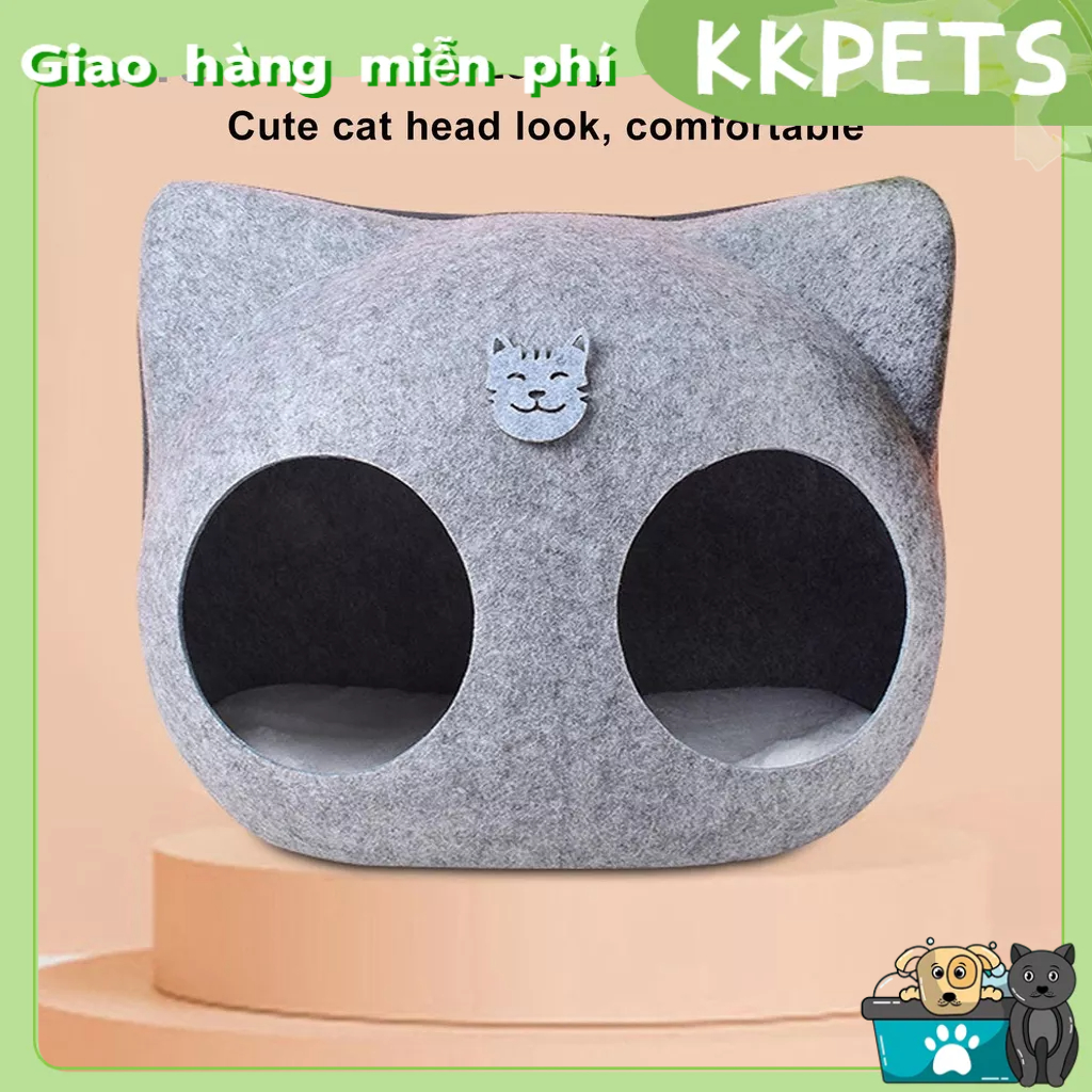 KKPETS Nỉ Pet Nest Thiết kế dây kéo dễ thương Chống trầy xước Có thể tháo rời giặt được Tổ mèo hầm có đệm cho 4 mùa