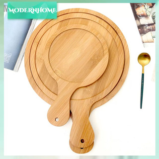 Modernhome khay pizza gỗ tre kết cấu rõ ràng bàn tay thoải mái hình tròn đĩa phục vụ bằng