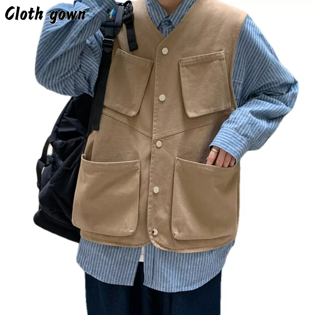 Áo Choàng Vải Thời Trang Dạo Phố Năng Động| Áo vest Chiến Thuật Chiến Thuật Nhiều Túi Phong Cách retro Mỹ Cho Nam Và Nữ