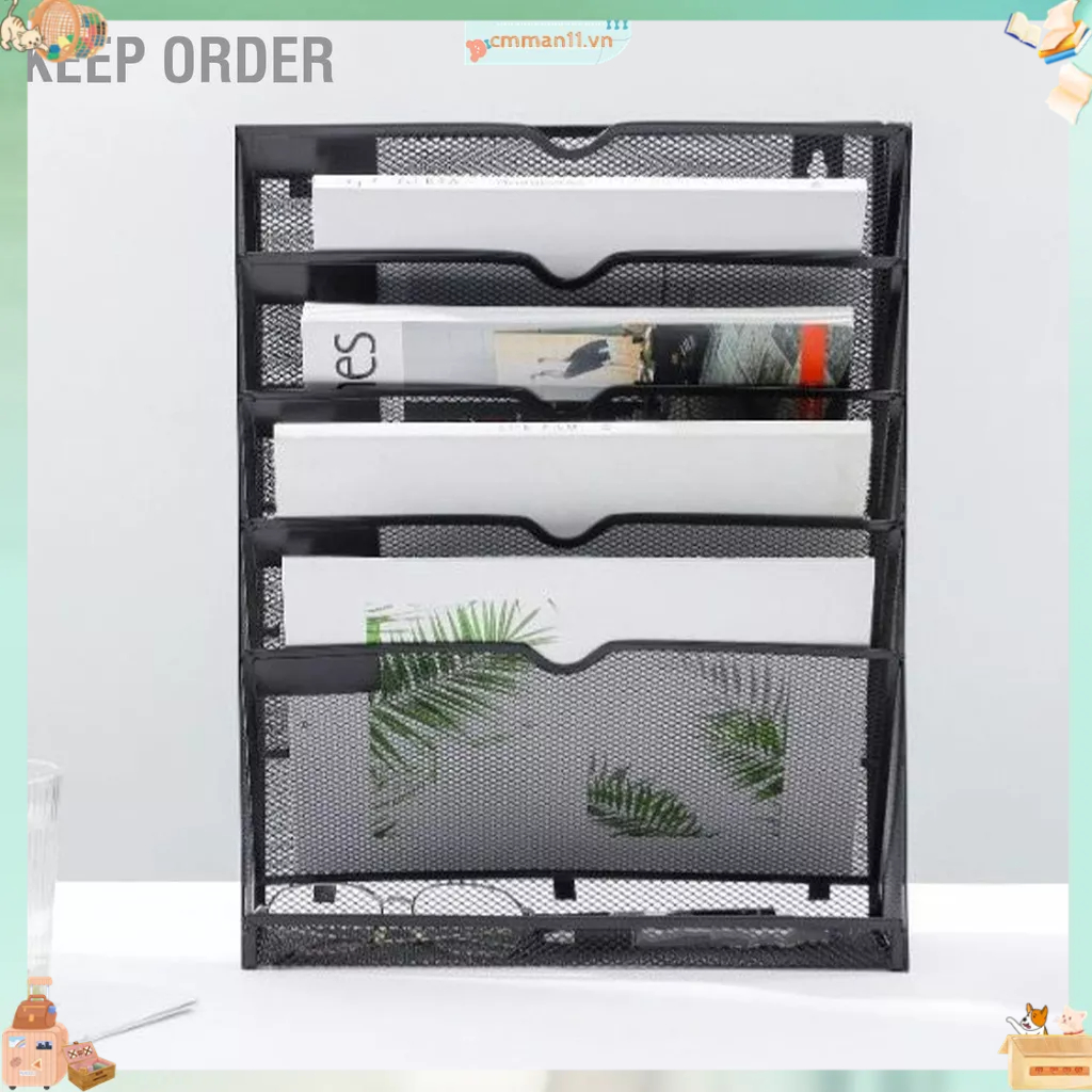 Kệ trên bàn Bộ sắp xếp hồ sơ treo tường 5 tầng Vị trí thẳng đứng Các cạnh bóng Giá có lỗ cho văn phòng cmman11.vn