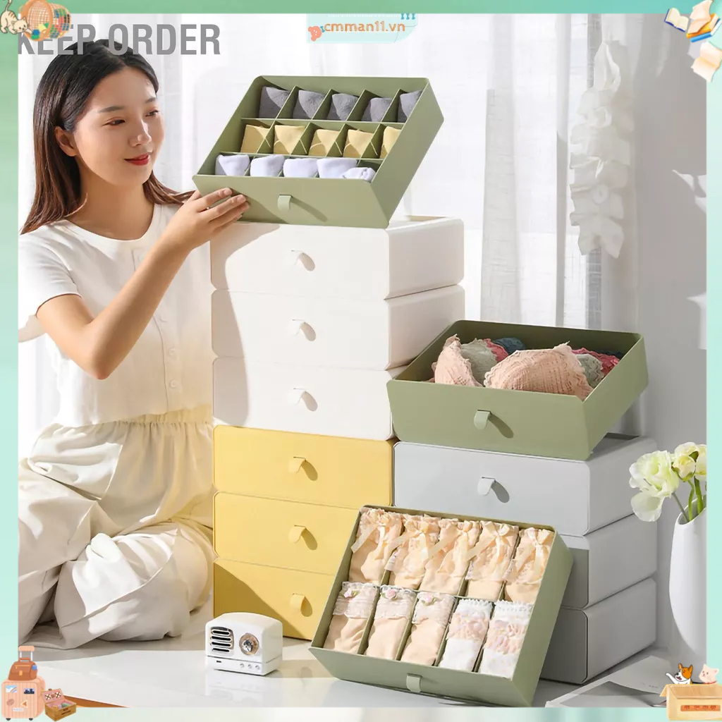 Keep order Hộp Bảo Quản Đồ Lót Chống Bụi Xếp Chồng Áo Ngực Tất Quần Tổ Chức Cho Tủ