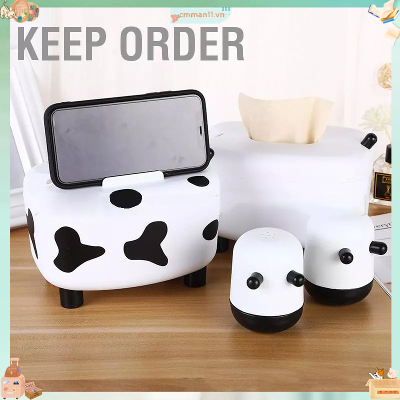Keep order Hộp Đựng Khăn Giấy Hình Con Bê Đa Năng Hút Nam Châm Thú Hoạt Để Bàn Trang Trí Nhà Cửa